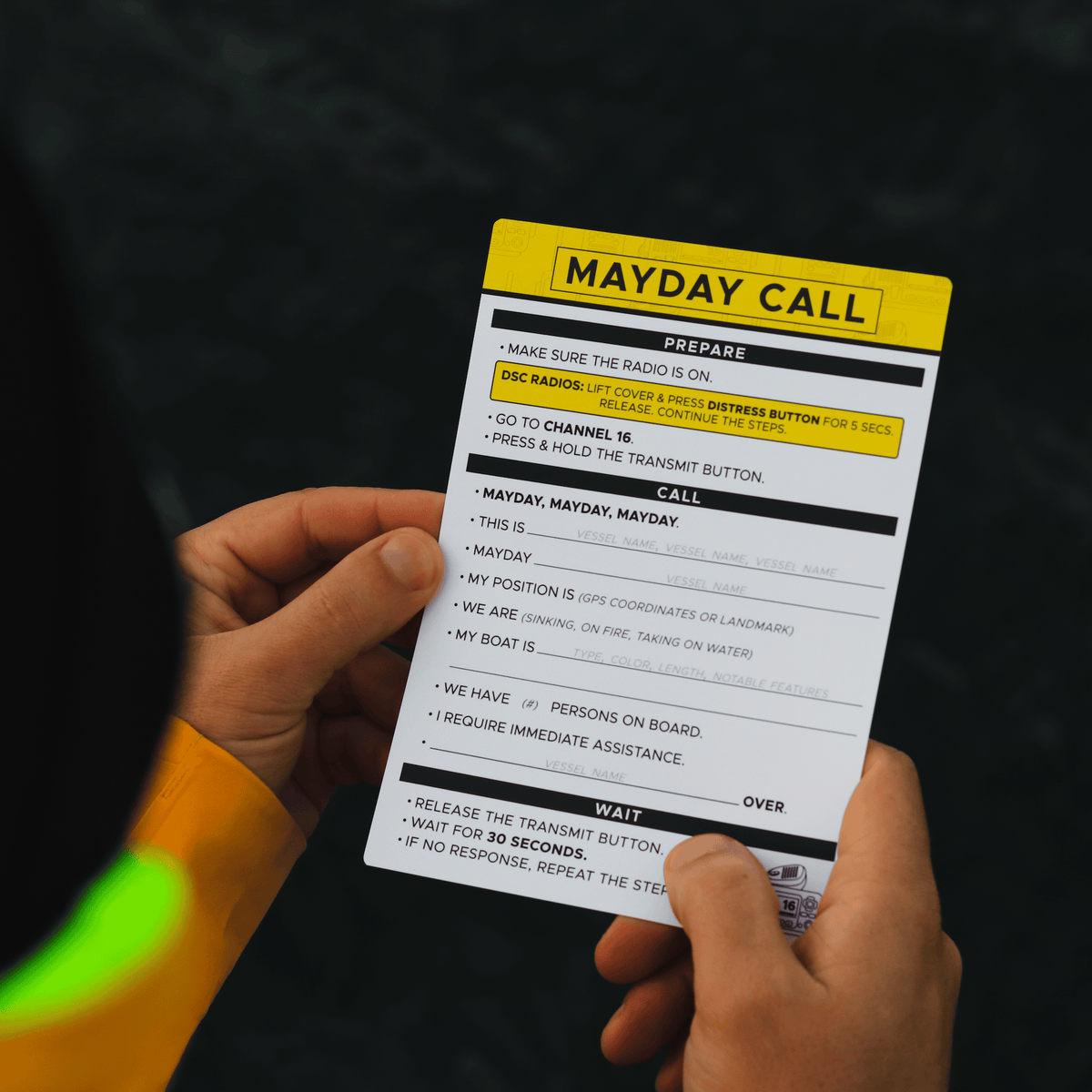 Mayday Distress Call (VHF) Reference Card