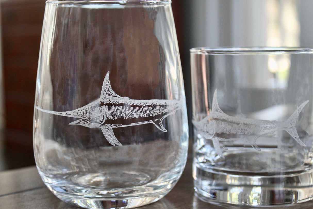 Swordfish Laser Engraved Glasses - Pelagic Fishing Gift