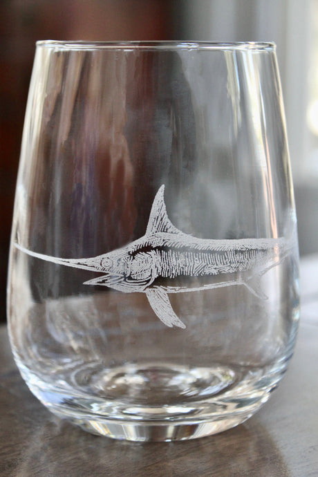 Swordfish Laser Engraved Glasses - Pelagic Fishing Gift