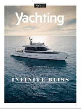 Yachting magazine cover with a large yacht on the water