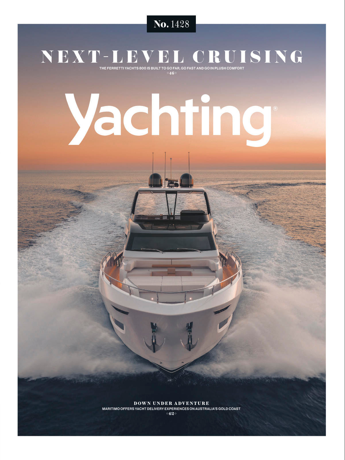 Magazine cover featuring a yacht on the water with 'Yachting' branding.